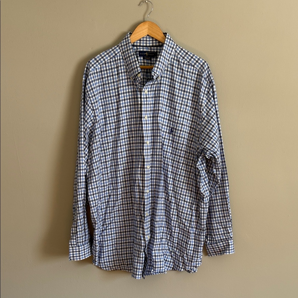 Ralph Lauren Navy and White Plaid Shirt Size 2XB